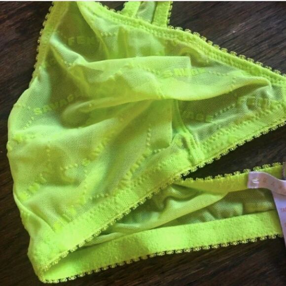 Savage X Fenty Size Small Flocked Logo Bralette Acid Green NWT - Picture 11 of 11